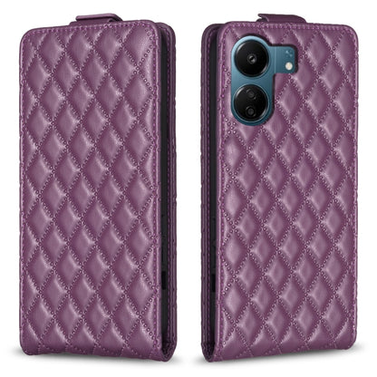 For Xiaomi Redmi 13C Diamond Lattice Vertical Flip Leather Phone Case(Dark Purple) - 13C Cases by buy2fix | Online Shopping UK | buy2fix