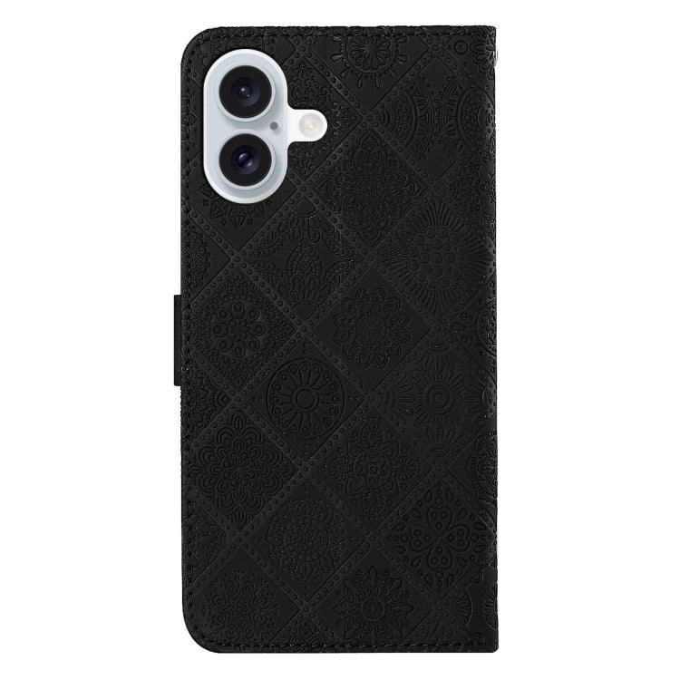 For iPhone 16 Ethnic Style Embossed Pattern Leather Phone Case(Black) - iPhone 16 Cases by buy2fix | Online Shopping UK | buy2fix