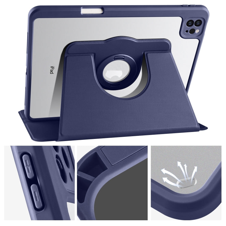 For iPad Pro 13 2024 Acrylic 360 Rotation Detachable Leather Tablet Case(Dark Blue) - iPad Pro 13 2024 Cases by buy2fix | Online Shopping UK | buy2fix