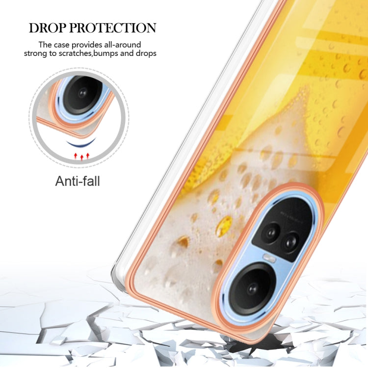 For OPPO Reno10 5G Global Electroplating Marble Dual-side IMD Phone Case(Draft Beer) - OPPO Cases by buy2fix | Online Shopping UK | buy2fix