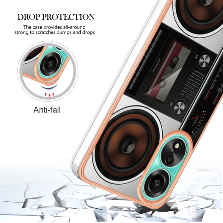 For OPPO A78 4G Electroplating Marble Dual-side IMD Phone Case(Retro Radio) - OPPO Cases by buy2fix | Online Shopping UK | buy2fix