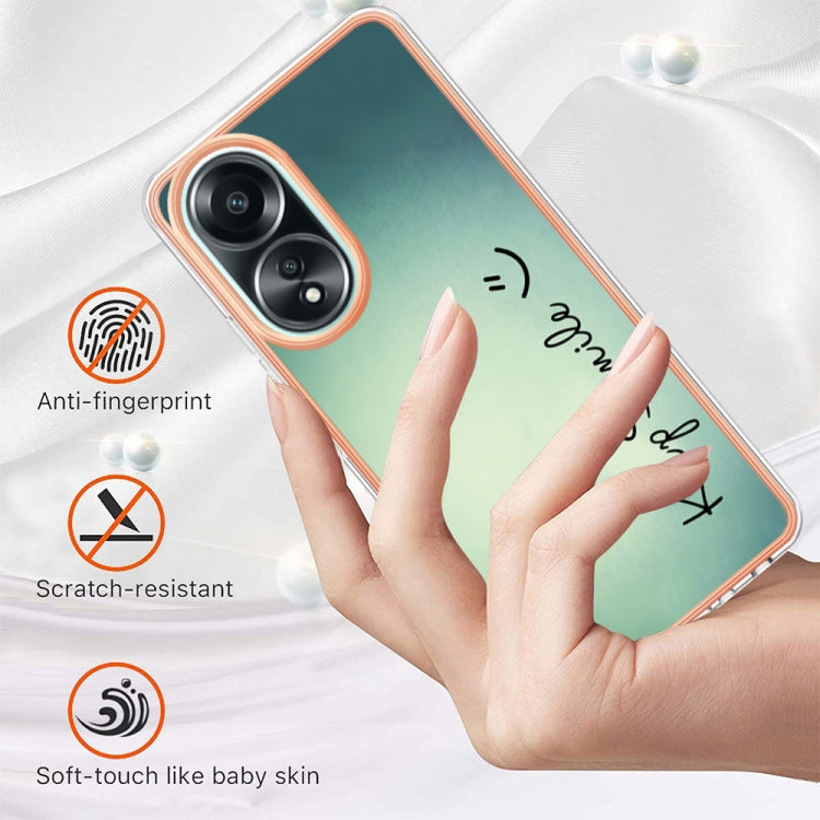 For OPPO A58 4G Electroplating Marble Dual-side IMD Phone Case(Smile) - OPPO Cases by buy2fix | Online Shopping UK | buy2fix