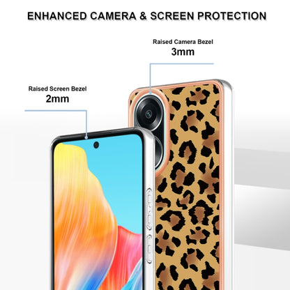 For OPPO A58 4G Electroplating Marble Dual-side IMD Phone Case(Leopard Print) - OPPO Cases by buy2fix | Online Shopping UK | buy2fix