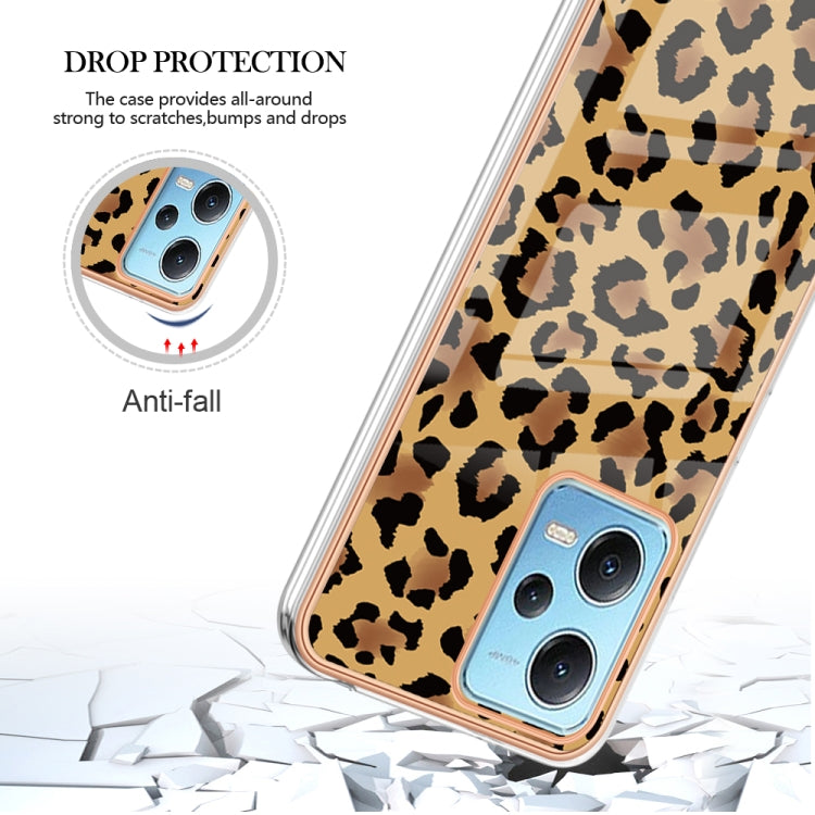 For Xiaomi Redmi Note 12 5G Global Electroplating Marble Dual-side IMD Phone Case(Leopard Print) - Xiaomi Cases by buy2fix | Online Shopping UK | buy2fix