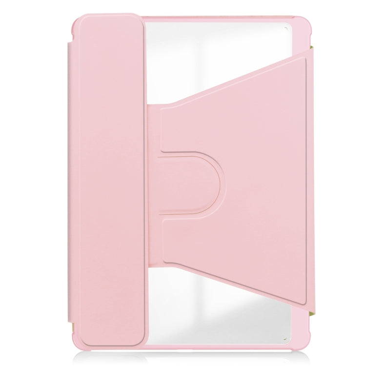 For Samsung Galaxy Tab S9 FE 360 Rotation Transparent Smart Leather Case with Keyboard(Pink) - Galaxy Tab S9 FE by buy2fix | Online Shopping UK | buy2fix