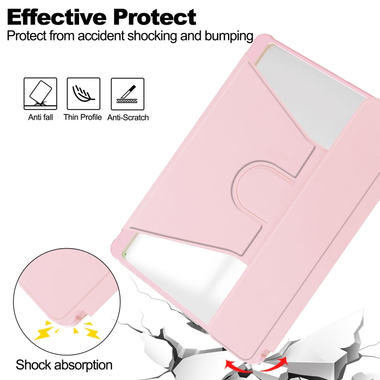 For Samsung Galaxy Tab S9 360 Rotation Transparent Smart Leather Case(Pink) - Galaxy Tab S9 Cases by buy2fix | Online Shopping UK | buy2fix