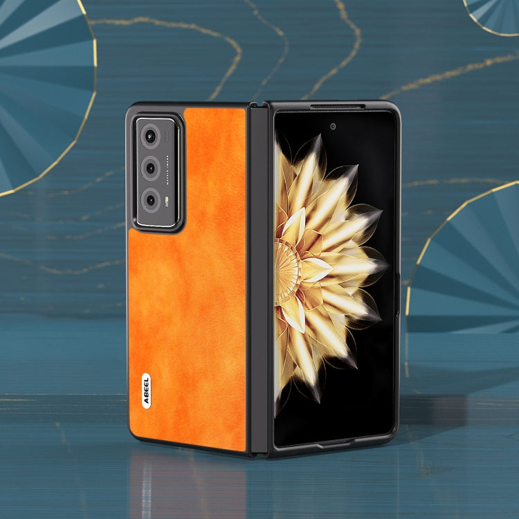 For Honor Magic V2 Dual Color Lichi Texture PU Phone Case(Orange) - Honor Cases by buy2fix | Online Shopping UK | buy2fix