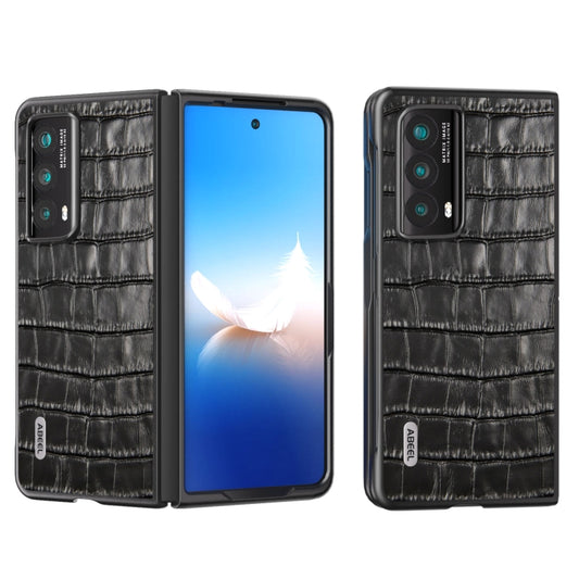 For Honor Magic Vs2 ABEEL Crocodile Texture Genuine Leather Phone Case(Black) - Honor Cases by buy2fix | Online Shopping UK | buy2fix