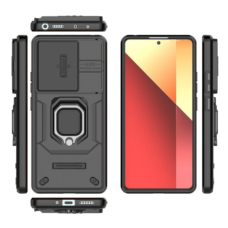 For Xiaomi Redmi Note 13 Pro 4G Global Sliding Camshield TPU + PC Shockproof Phone Case with Holder(Black) - Note 13 Pro Cases by buy2fix | Online Shopping UK | buy2fix