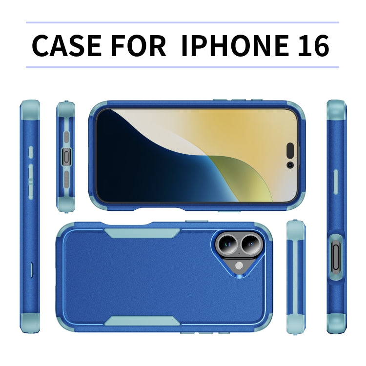 For iPhone 16 Commuter Shockproof TPU + PC Phone Case(Royal Blue+Grey Green) - iPhone 16 Cases by buy2fix | Online Shopping UK | buy2fix