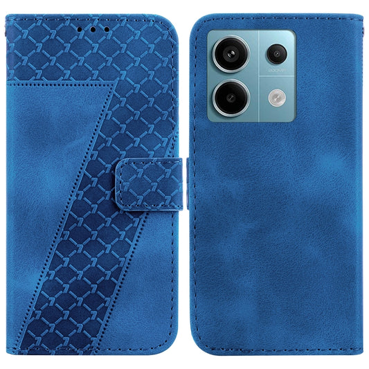 For Xiaomi Redmi Note 13 Pro 5G 7-shaped Embossed Leather Phone Case(Blue) - Note 13 Pro Cases by buy2fix | Online Shopping UK | buy2fix