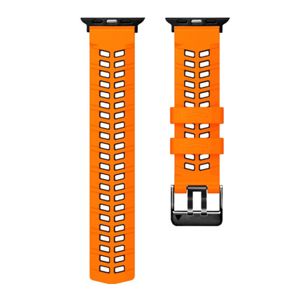 For Apple Watch Series 7 41mm Twill Dual-row Buckle Silicone Watch Band(Orange Black) - Watch Bands by buy2fix | Online Shopping UK | buy2fix