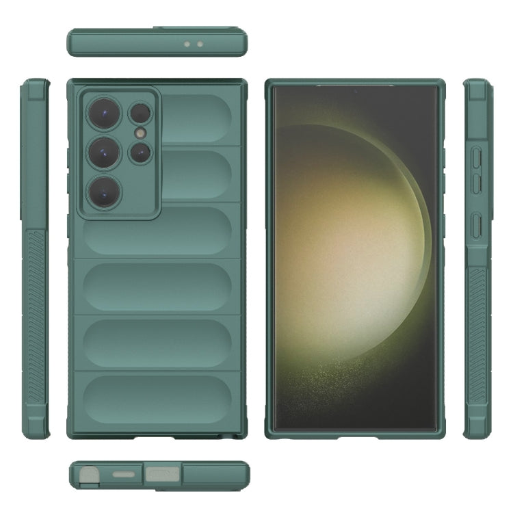 For Samsung Galaxy S24 Ultra 5G Magic Shield TPU + Flannel Phone Case(Dark Green) - Galaxy S24 Ultra 5G Cases by buy2fix | Online Shopping UK | buy2fix