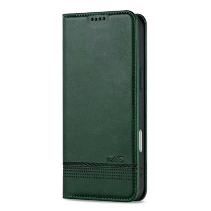 For iPhone 16 Plus AZNS Magnetic Calf Texture Flip Leather Phone Case(Dark Green) - iPhone 16 Plus Cases by AZNS | Online Shopping UK | buy2fix