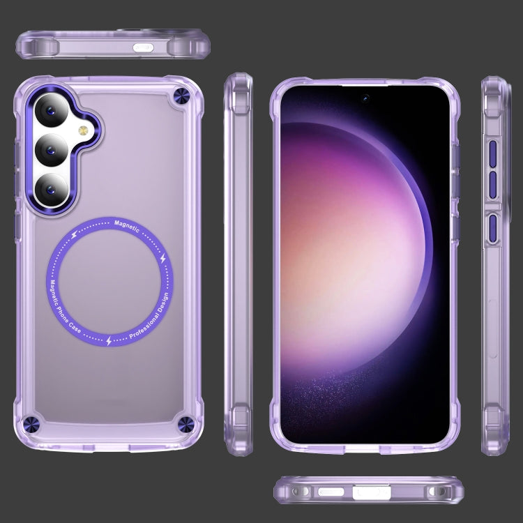 For Samsung Galaxy S25+ 5G Skin Feel TPU + PC MagSafe Magnetic Phone Case(Transparent Purple) - Galaxy S25+ 5G Cases by buy2fix | Online Shopping UK | buy2fix