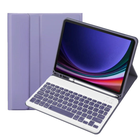 For Samsung Galaxy Tab S9 A710B Candy Color TPU Bluetooth Keyboard Leather Tablet Case with Pen Holder(Purple) - Samsung Keyboard by buy2fix | Online Shopping UK | buy2fix