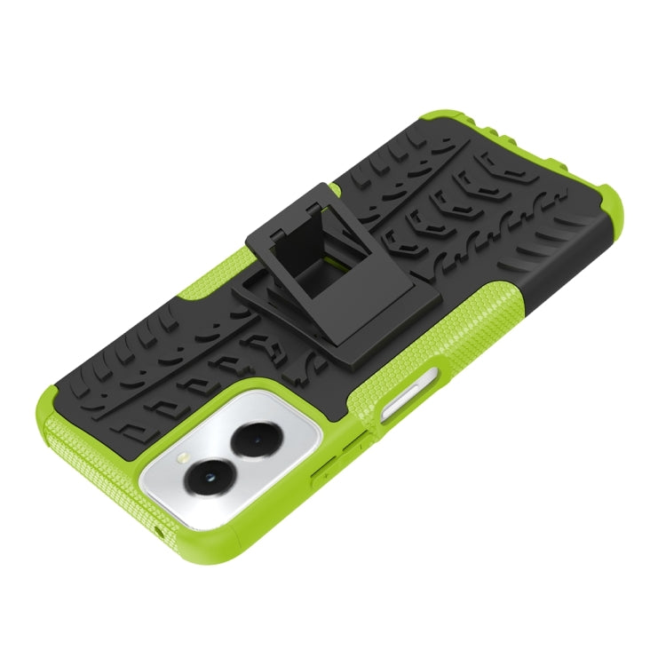 For Motorola Moto G Power 5G 2024 Tire Texture TPU + PC Phone Case with Holder(Green) - Motorola Cases by buy2fix | Online Shopping UK | buy2fix