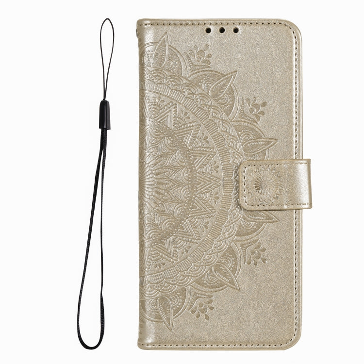 For iPhone 16 Pro Max Totem Flower Embossed Leather Phone Case(Gold) - iPhone 16 Pro Max Cases by buy2fix | Online Shopping UK | buy2fix