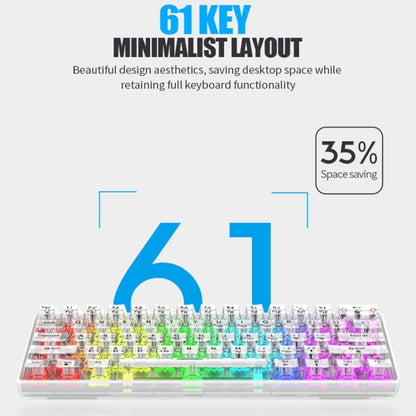 XUNFOX K30 Pro 2.4G + BT + Wired Transparent 61-Keys Mechanical White Axis Keyboard(Black) - Wireless Keyboard by buy2fix | Online Shopping UK | buy2fix