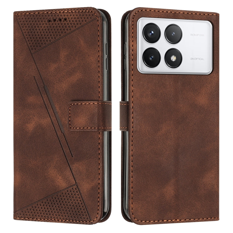 For Xiaomi Redmi K70 / K70 Pro Dream Triangle Leather Phone Case with Lanyard(Brown) - K70 Pro Cases by buy2fix | Online Shopping UK | buy2fix