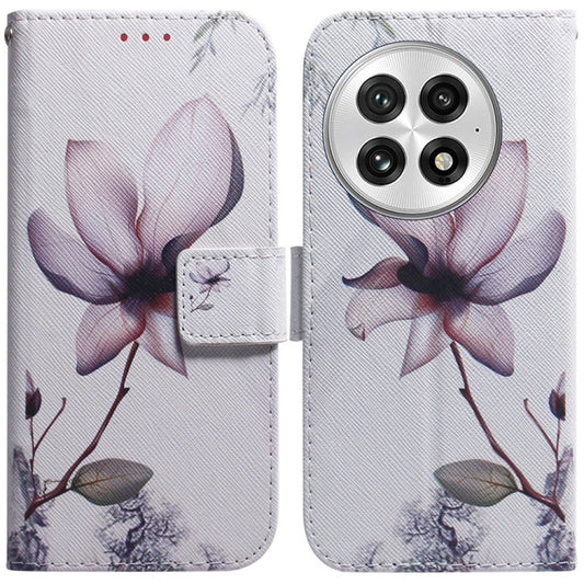 For OnePlus 13 Coloured Drawing Flip Leather Phone Case(Magnolia) - OnePlus Cases by buy2fix | Online Shopping UK | buy2fix