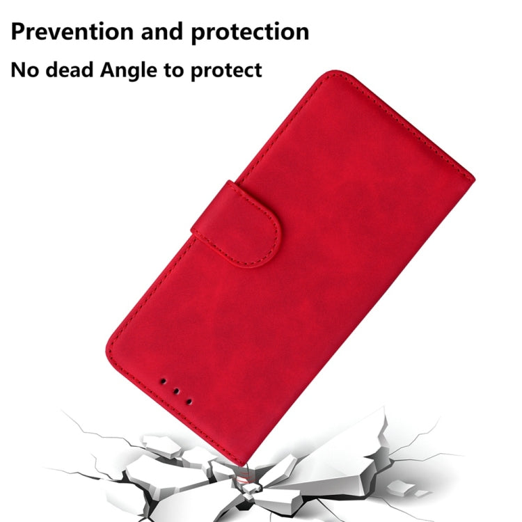 For OnePlus 13 Skin Feel Pure Color Flip Leather Phone Case(Red) - OnePlus Cases by buy2fix | Online Shopping UK | buy2fix