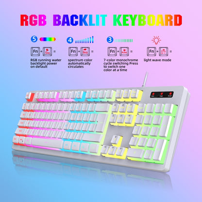 HXSJ L200 Wired RGB Backlit Keyboard 104 Pudding Key Caps(Black) - Wired Keyboard by HXSJ | Online Shopping UK | buy2fix