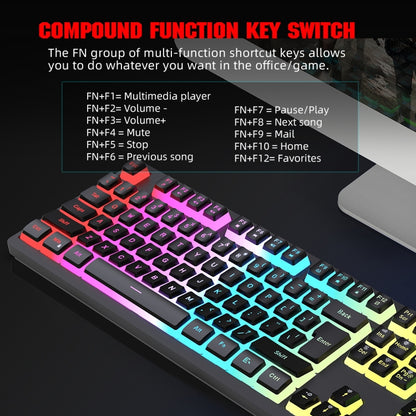 HXSJ L200 Wired RGB Backlit Keyboard 104 Pudding Key Caps(Black) - Wired Keyboard by HXSJ | Online Shopping UK | buy2fix