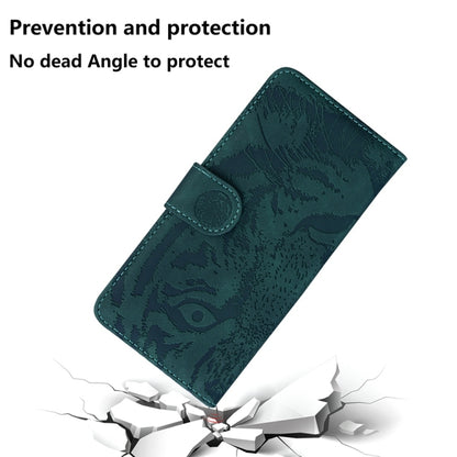 For OnePlus 13 Tiger Embossing Pattern Flip Leather Phone Case(Green) - OnePlus Cases by buy2fix | Online Shopping UK | buy2fix