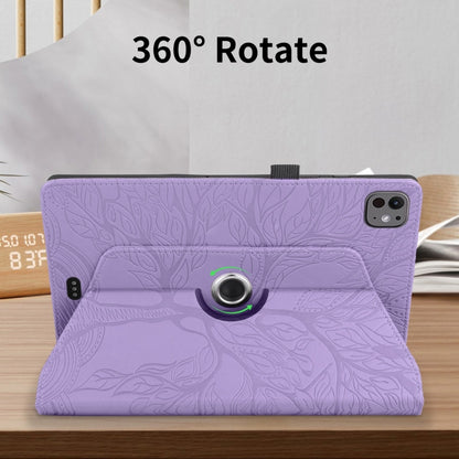 For iPad Pro 11 2024 Tree Life Embossed Rotation Leather Smart Tablet Case(Purple) - iPad Pro 11 2024 Cases by buy2fix | Online Shopping UK | buy2fix