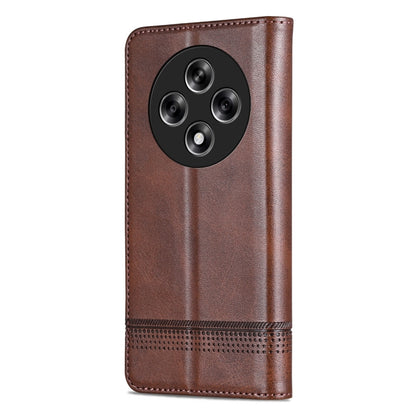 For OPPO Reno12 F 4G AZNS Magnetic Calf Texture Flip Leather Phone Case(Dark Brown) - Reno12 F Cases by AZNS | Online Shopping UK | buy2fix