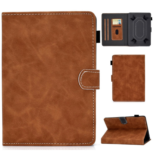 For 8 inch Tablet PC Universal Cowhide Texture Horizontal Flip Leather Case with Holder & Card Slots & Pen Slot(Brown) - 8 inch by buy2fix | Online Shopping UK | buy2fix