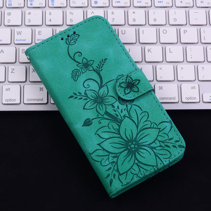 For iPhone SE 2024 Lily Embossed Leather Phone Case(Green) - More iPhone Cases by buy2fix | Online Shopping UK | buy2fix