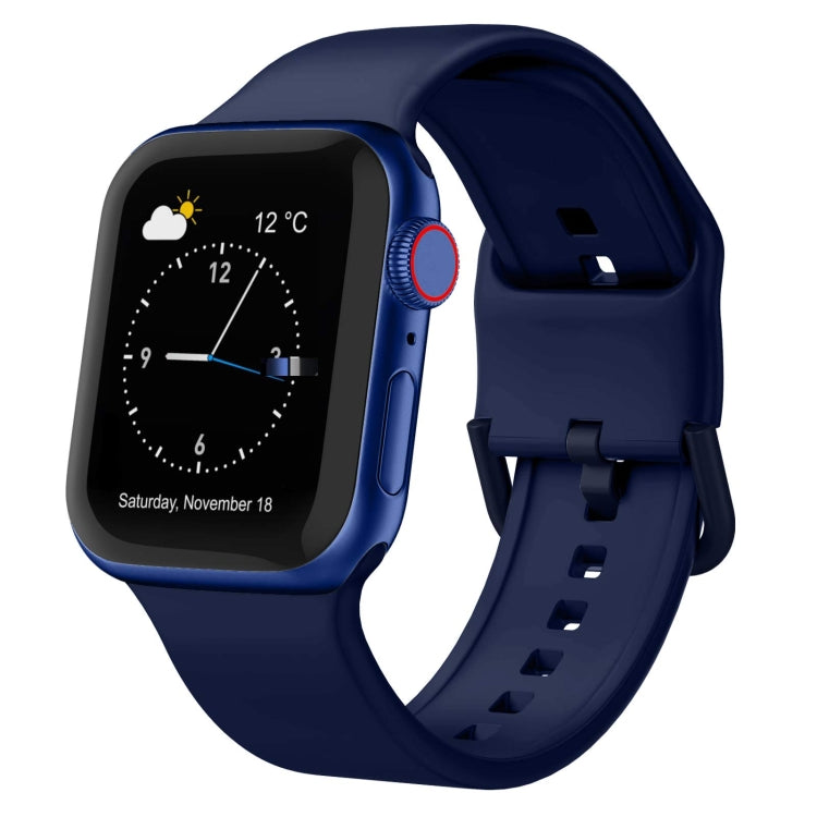 For Apple Watch 38mm Pin Buckle Silicone Watch Band(Midnight Blue) - Watch Bands by buy2fix | Online Shopping UK | buy2fix