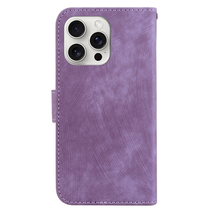 For iPhone 16 Pro Max Little Tiger Embossed Leather Phone Case(Purple) - iPhone 16 Pro Max Cases by buy2fix | Online Shopping UK | buy2fix