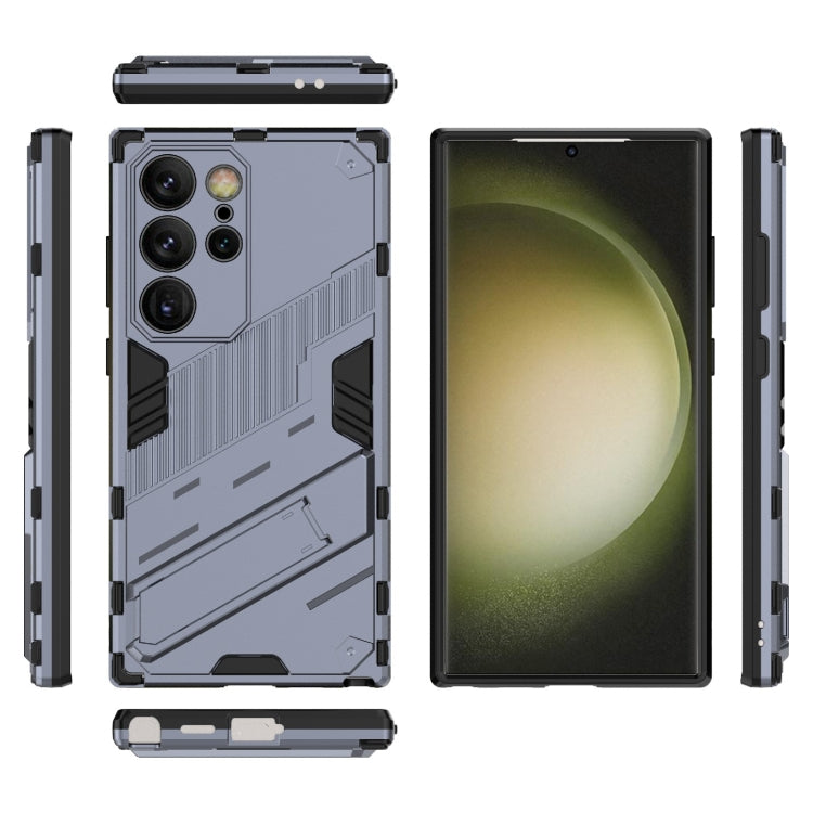 For Samsung Galaxy S24 Ultra 5G Punk Armor 2 in 1 PC + TPU Shockproof Phone Case with Invisible Holder(Grey) - Galaxy S24 Ultra 5G Cases by buy2fix | Online Shopping UK | buy2fix