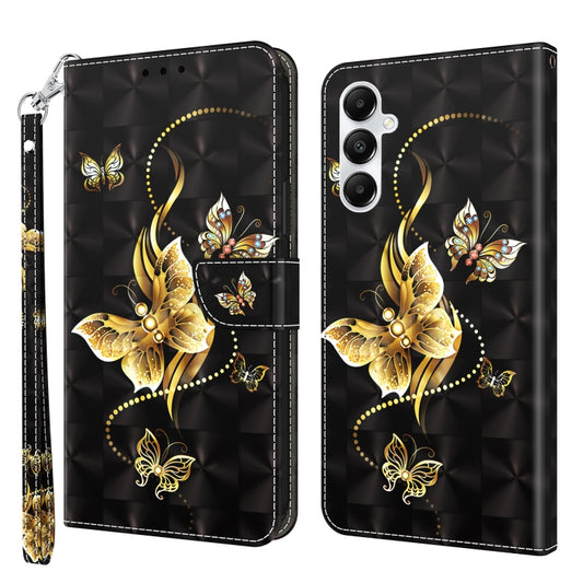 For Samsung Galaxy A15 3D Painted Leather Phone Case(Golden Swallow Butterfly) - Galaxy Phone Cases by buy2fix | Online Shopping UK | buy2fix