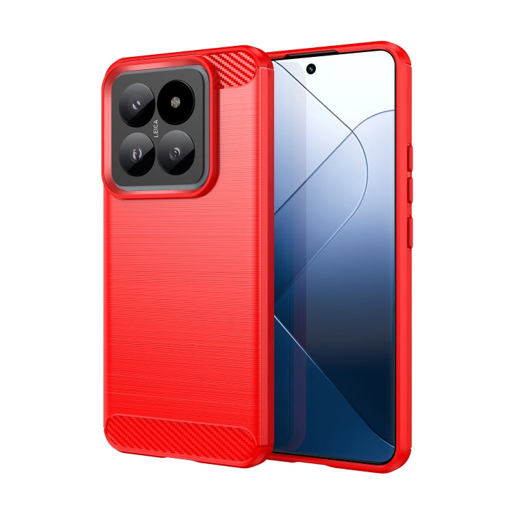 For Xiaomi 14 Pro Brushed Texture Carbon Fiber TPU Phone Case(Red) - 14 Pro Cases by buy2fix | Online Shopping UK | buy2fix
