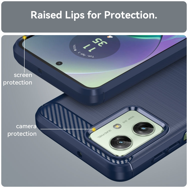 For Motorola Moto G54 Global Brushed Texture Carbon Fiber TPU Phone Case(Blue) - Motorola Cases by buy2fix | Online Shopping UK | buy2fix