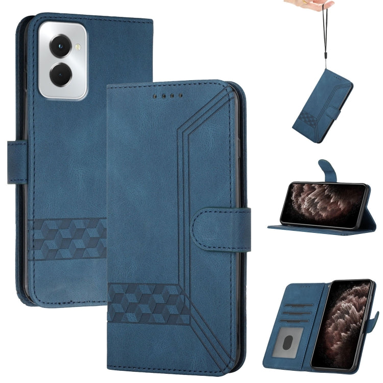 For Motorola Moto G Power 5G 2024 Cubic Skin Feel Flip Leather Phone Case(Blue) - Motorola Cases by buy2fix | Online Shopping UK | buy2fix