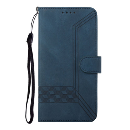 For iPhone 16 Pro Cubic Skin Feel Flip Leather Phone Case(Blue) - iPhone 16 Pro Cases by buy2fix | Online Shopping UK | buy2fix