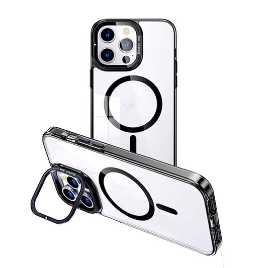 For iPhone 13 Pro Max MagSafe Magnetic Invisible Holder Transparent Phone Case(Black) - iPhone 13 Pro Max Cases by buy2fix | Online Shopping UK | buy2fix