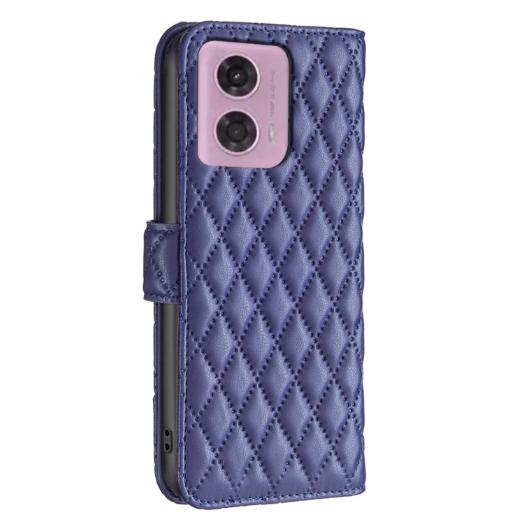 For Motorola Moto G34 5G Diamond Lattice Wallet Flip Leather Phone Case(Blue) - Motorola Cases by buy2fix | Online Shopping UK | buy2fix