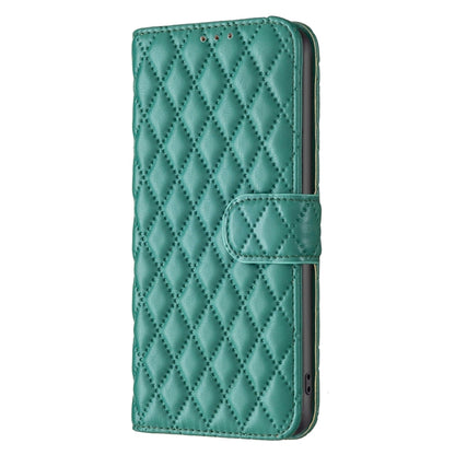 For Motorola Moto G34 5G Diamond Lattice Wallet Flip Leather Phone Case(Green) - Motorola Cases by buy2fix | Online Shopping UK | buy2fix