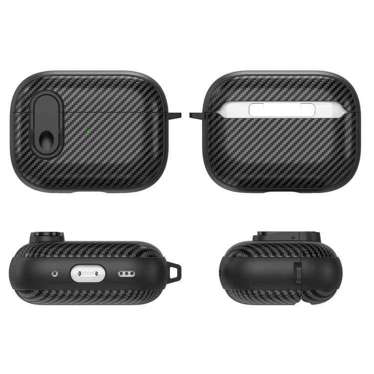 For AirPods 2 / 1 Carbon Fiber Texture Wireless Earphones Case with Security Lock(Dark Green) - For AirPods 1/2 by buy2fix | Online Shopping UK | buy2fix