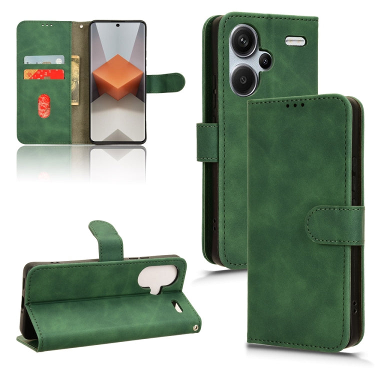 For Xiaomi Redmi Note 13 Pro+ 5G Skin Feel Magnetic Flip Leather Phone Case(Green) - Note 13 Pro+ Cases by buy2fix | Online Shopping UK | buy2fix