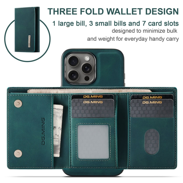 For iPhone 16 Pro Max DG.MING M1 Series 3-Fold Multi Card Wallet Leather Phone Case(Green) - iPhone 16 Pro Max Cases by DG.MING | Online Shopping UK | buy2fix