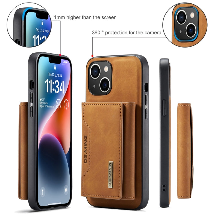 For iPhone 15 DG.MING M2 Series 3-Fold Card Bag Wallet Leather Phone Case(Brown) - iPhone 15 Cases by DG.MING | Online Shopping UK | buy2fix