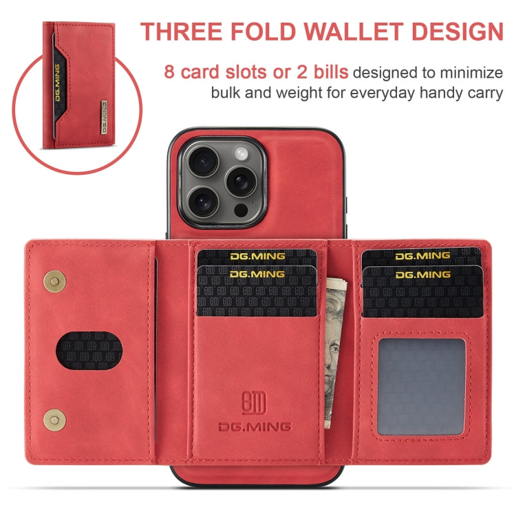 For iPhone 16 Pro Max DG.MING M2 Series 3-Fold Card Bag Wallet Leather Phone Case(Red) - iPhone 16 Pro Max Cases by DG.MING | Online Shopping UK | buy2fix