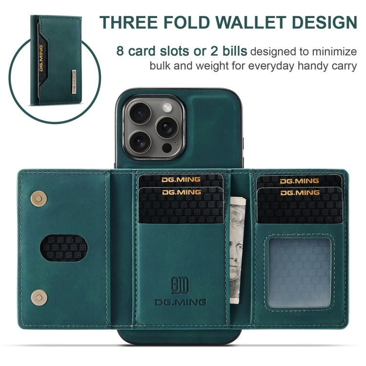 For iPhone 16 Pro Max DG.MING M2 Series 3-Fold Card Bag Wallet Leather Phone Case(Green) - iPhone 16 Pro Max Cases by DG.MING | Online Shopping UK | buy2fix